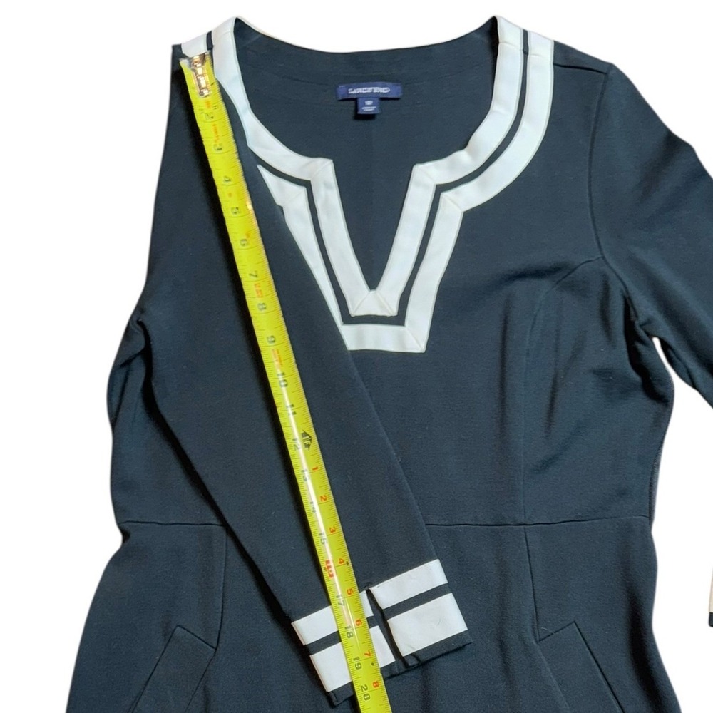 Lands End Womens Black White Contrast Trim V-Neck Shift Dress Size M 10-12‎ - Picture 6 of 12
